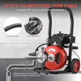 thumbnail image 1 of EDTara 75FT/100FT Electric Sewer Snake, 1/2" Auto-Feed Drain Cleaning Machine, 450W Portable Auger with 4 Cutter Attachments, 1 of 7