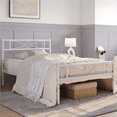 thumbnail image 1 of Yaheetech Simple Metal Platform Bed with Curved Design, Twin, White, 1 of 8