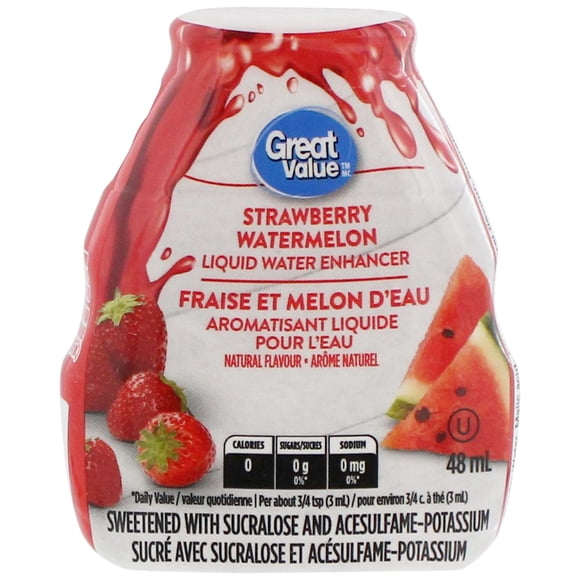 Great Value Fraise et Melon d'Eau Aromatisant Liquide pour l'Eau 48ML