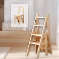 thumbnail image 2 of Tnarru Folding Step Ladder Chair Library Stairs Chair for Indoor Living Room Outdoor Wood, 2 of 8