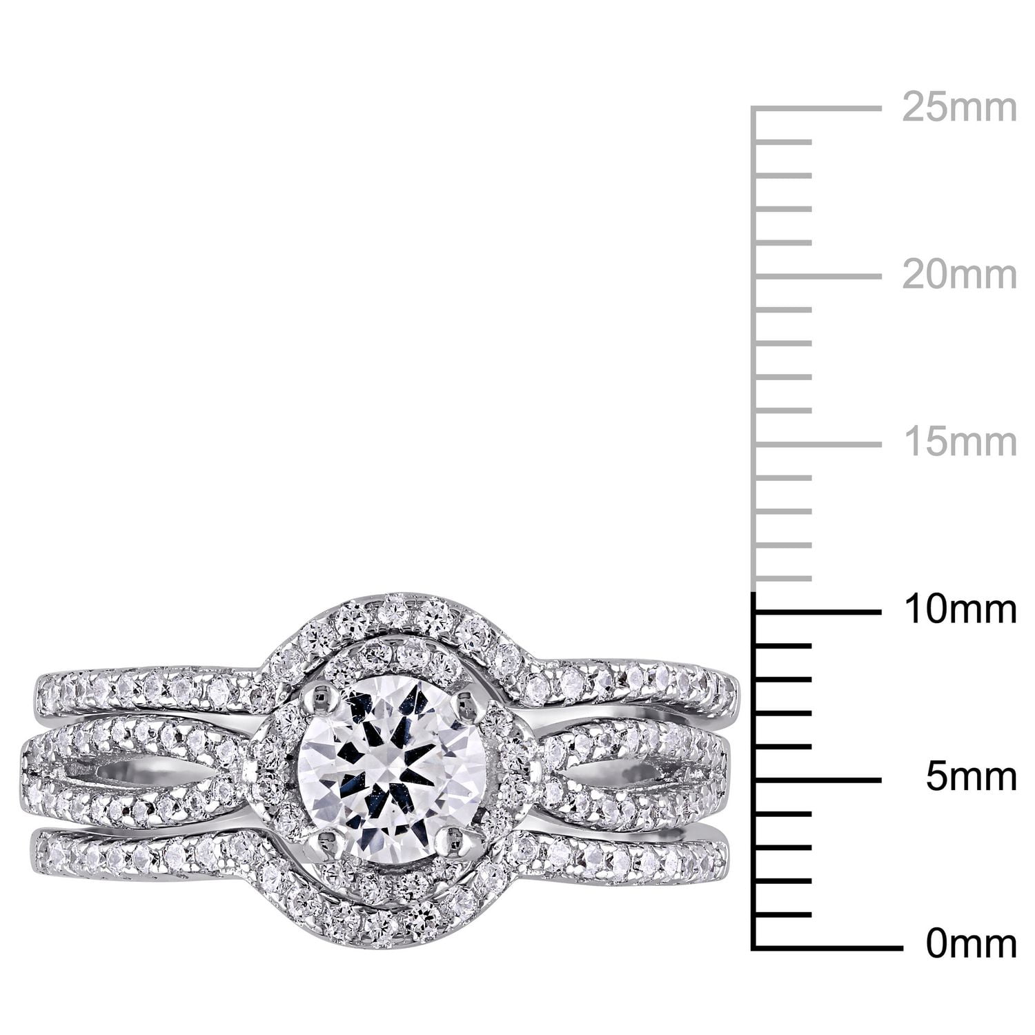 Ensemble nuptial avec zircons cubiques de 2,50 ct PBT en argent sterling de Miabella