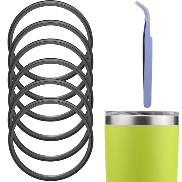 Gasket Replacement Compatible with Yeti, 6 Pack 30 oz Lid Seal for Yeti Stainless Steel Insulated Tumbler Mugs, Silicone O-Ring Parts with A Tweezer