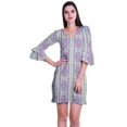 thumbnail image 1 of Moomaya Robe Courte Imprimée pour Femmes, Manches Évasées, Coupe Droite, Robes pour Femmes, Vêtements d'Été Décontractés, 1 of 6