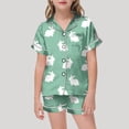 thumbnail image 2 of 2025 Easter Day Printed Cloth Robes For Pajamas Short Sleeved Button Princess Pajamas Top Shorts Home Pajamas Bath Robe 2T Set, 2 of 4