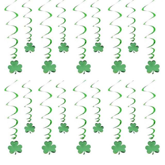 Decorations for Party, St. Patrick's Day Hanging Grass Leaf Theme Decoration Set with 18 Leaves and Strips for DIY Assembly