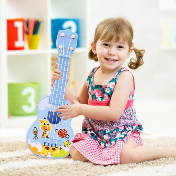 CSEONEP Cadeau pour Enfants, Jouet Ukulélé pour Enfants avec Design de Personnage Mignon Guitare Mini 21cm pour Éducation Musicale Précoce Ajustable Robuste et Sûr pour Tout-Petits