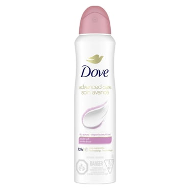 Dove Soin Avancé Désodorisant Antisudorifique en Vaporisateur à Sec Poudre Douce, 107 g