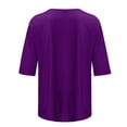 thumbnail image 4 of CFLVAEK 1/2 Length Sleeve T Shirts Womens Solid Color Shirt Loose Fitted Basic Round Neck Blouses, 4 of 5
