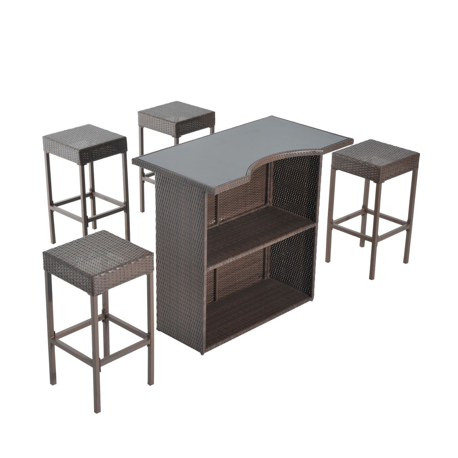 Outsunny 5pcs Rattan bar Set