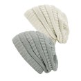thumbnail image 1 of Womens Knit Beanie Cap Hat (2 PACK), Natural Gray/Ivory, 1 of 1