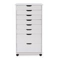thumbnail image 3 of Linon Callie Eight Drawer Rolling Storage Cart in White Wash Wood, 3 of 15