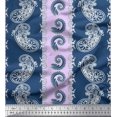thumbnail image 1 of Soimoi Purple Silk Fabric Stripe & Paisley Printed Fabric 1 Yard 42 Inch Wide, 1 of 3