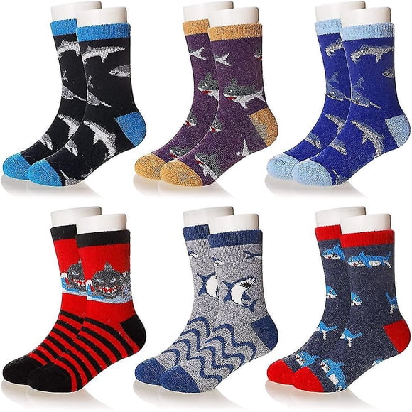 6 Pairs Children's Winter Warm Wool Socks Kids Toddlers Boys Girls Thermal Thick