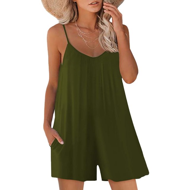 ORUYROP SNUGWIND Femmes Décontractée Sans Manches Lâches Combinaisons Réglables Shorts Extensibles Coupe-Vent avec Poches