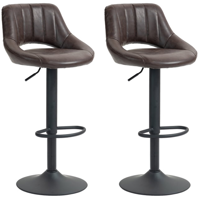 HOMCOM Tabourets de Bar Ensemble de 2 Tabourets de Comptoir Pivotants Réglables