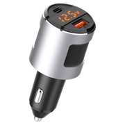 Car Charger QC 3.0 Fast Charging Adapter 65W 5V 4.2A Car Charger with USB-A USB-C Dual Ports  Black