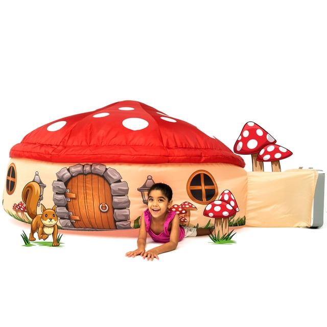 The Original Patented AirFort - Build A Fort in 30 Seconds Inflatable Fort for Kids Play Tent for 3-14 Years A Playhouse Where Imagination Runs Wild Fan not Included (Mushroom House)