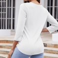 thumbnail image 4 of Timegard Womens Tops V-Neck Button 3/4 Sleeve Solid Color Tee Shirts Casual Tunic Tops for Leggings, 4 of 6
