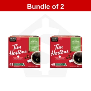 Bundle of 2 - Tim Hortons Decaf Coffee, Single Serve Keurig K Cup Pods, Medium Roast, 48 Count 48 count (Pack of 1)