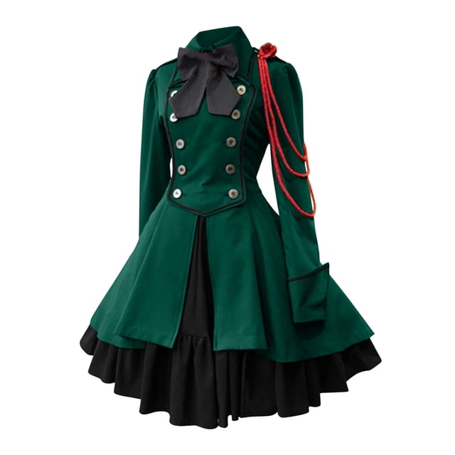 Kcodviy Robe pour Femme Style Rétro Vêtements Gothiques Femme Couleur Unie Manches Trompette Robe Médiévale pour Femmes Longue Robe de Princesse