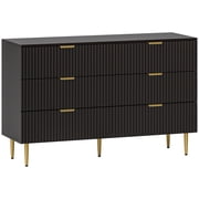 HOMCOM 6 Drawer Dresser for Bedroom Chest of Drawers Gold Handles and Legs