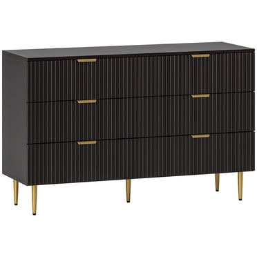 HOMCOM Commode à 6 Tiroirs pour Chambre Commode Poignées et Pieds Dorés