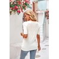 thumbnail image 4 of Arach&Cloz Women's V-Neck Short Sleeve Special Rib Knitted Pattern Casual Tops Sweater Spring Summer 2025, 4 of 5