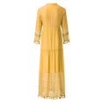 thumbnail image 3 of TJAZFJPA Hauts de Robe pour Femmes Col en V à Franges Grande Taille Décontracté Bohème Couleur Dentelle Uni Robe Mode Longue Robe pour Femme Robes d'Invitée de Mariage Femmes Robes de Fête pour Femmes, 3 of 6