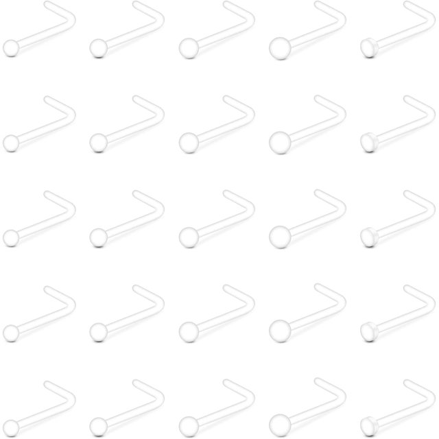 ORUYROP Clear Nose Rings Studs Clear Piercing Retainer Set Septum Lip Cartilage Tongue Rook Daith Ear Industrial Nipple Belly Clear Piercing Jewelry for Work Surgery