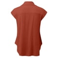 thumbnail image 4 of AherBiu Chemises Boutonnées pour Femmes en Coton et Lin à Manches Courtes à Revers Col en V d'Été Décontractées Amples Hauts Blouse, 4 of 6