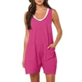 thumbnail image 1 of AherBiu Womens Short Jumpsuits Short Sleeve V Neck Sleeveless Summer Casual Loose Shorts Rompers Overalls, 1 of 6