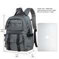 thumbnail image 2 of KAUKKO Vintage Casual polyster and Leather Rucksack Backpack (Nylon Grey), 2 of 5