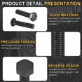 thumbnail image 3 of 2Pack M12-1.75 x 50mm Left Hand Hex Head Bolt, Black Oxide Carbon Steel Reverse Fully Threaded  Fastener Screws Bolts for Machinery, Automobiles and Construction, 3 of 6