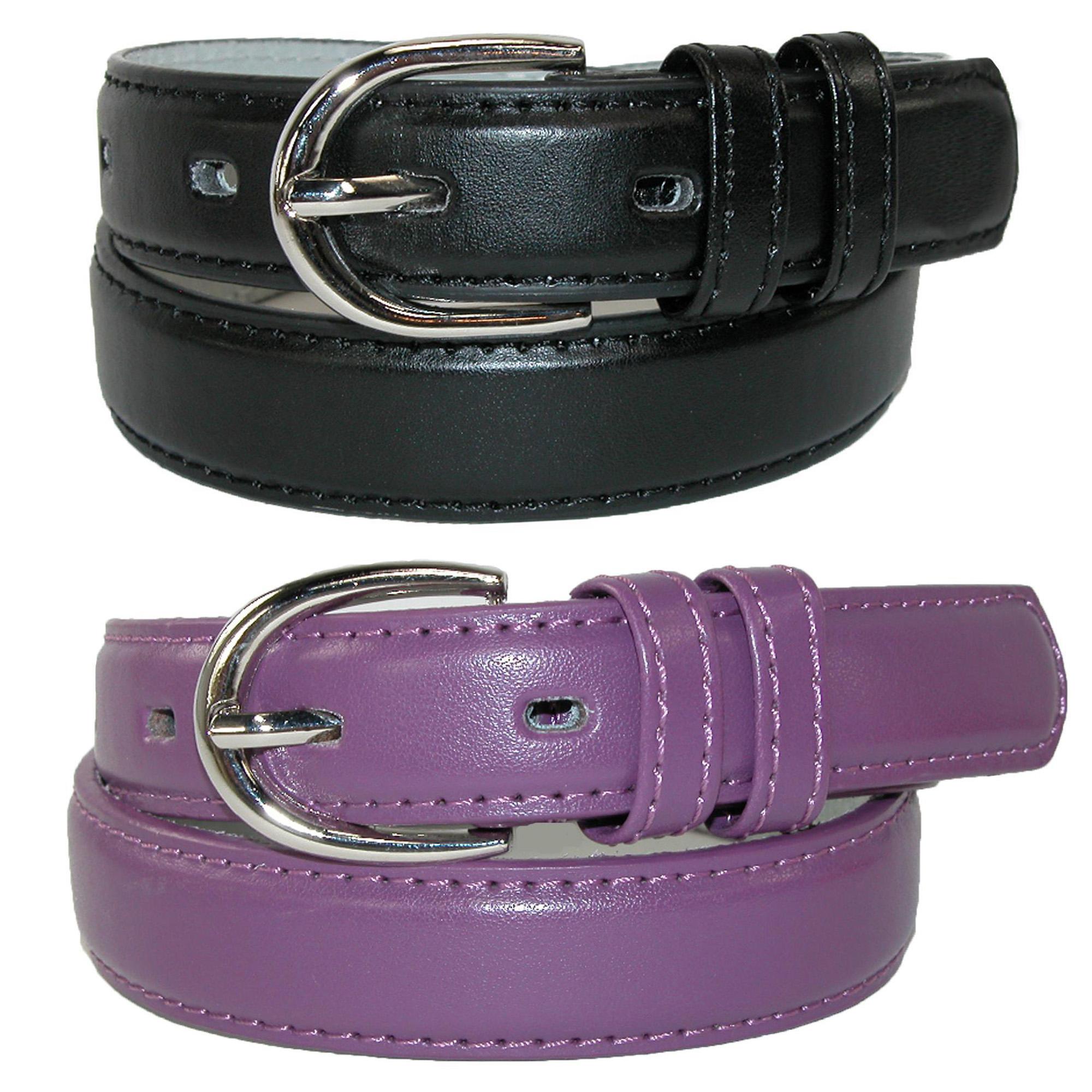 CTM® Ceinture Habillée en Cuir de Base pour Enfant (Lot de 2 Couleurs)