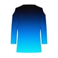thumbnail image 5 of cfhntfmh 3/4 Sleeve Tops for Women Fashion Cold-Shoulder V Neck Printed T-Shirts Fall Lounge Solid Color Basic Vacation Shirts, 5 of 5