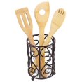 thumbnail image 3 of Scroll Collection Steel Cutlery Holder with Mesh Bottom and Non-Skid Feet, Bronze, 3 of 5