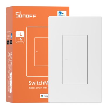 SONOFF ZBM5 Zigbee Smart Light Wall Switch Panel 120 Type 1 Gang Support No Neutral or Neutral Wire Relay Detach Works with Alexa Google Home