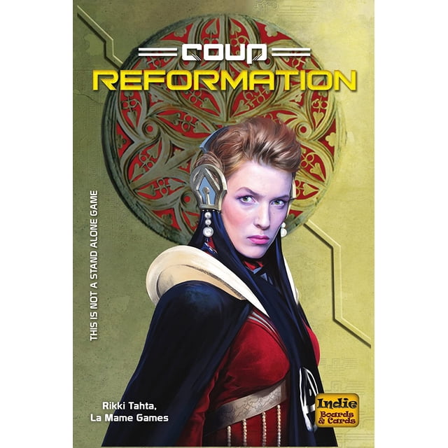 La Résistance : Réforme du Coup Jeu de Déduction Sociale par Labymos. la Couverture de Jeu Présente une illustration Stylisée d'Un Personnage en Tenue Futuriste avec une Tenue Rouge et Bleue, sur Fond Circulaire Décoratif avec des Motifs Complexes. le Texte sur la Couverture Indique « Ceci n'Est Pas un Jeu Autonome », Suggérant Qu'il s'Agit d'Une Extension Ou Nécessite des Composants Supplémentaires. le Jeu Est Emballé dans une Boîte-Cadeau et Relève de la Catégorie des Jeux de Société Classiques.