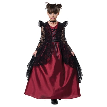 California Costumes, Gothic Lace Vampire, Child Large, Black/Red