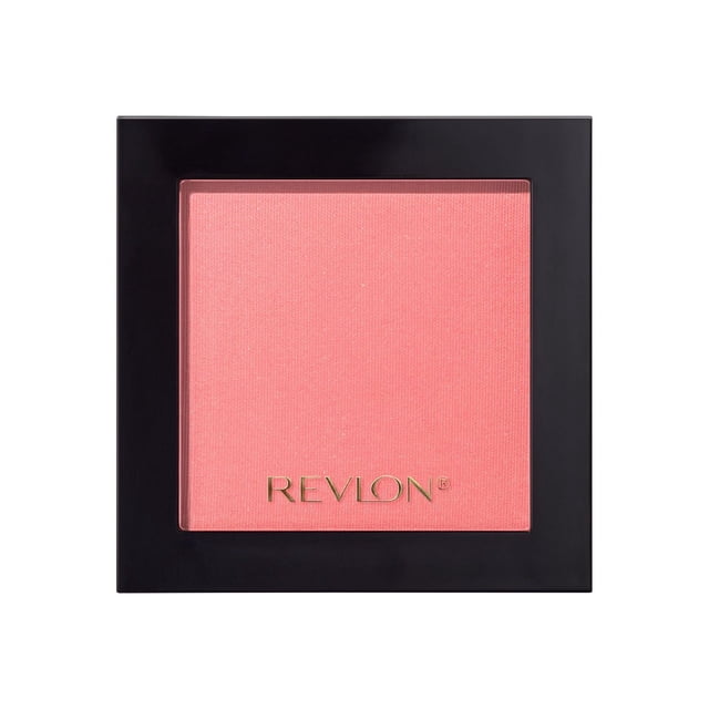 Revlon Powder Blush in a square black compact with a silky, buildable pink powder featuring colour-true pigments for a natural, long-lasting flush that enhances cheek complexion with smooth, blendable application.