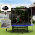 thumbnail image 4 of UIOWIO 10 ft Recreational Trampoline for Kids and Adults Outdoor Trampoline with Basketball Hoop Toddler Backyard Trampoline with Ladder,Enclosure Net,Storage Bag,Blue, 4 of 10