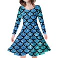 thumbnail image 1 of MIASHUI Robe Sirène Filles Enfants Manches Longues Scintillante Robes de Vacances, Bleu Ciel, 4-5 Ans, 1 of 5