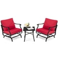 thumbnail image 2 of Costway 3PCS Patio Rocking Bistro Set Cushioned Chair Armrest Side Table Red, 2 of 9