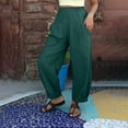 thumbnail image 2 of Timegard Pants for Women Elastic High Waist Ruched Lightweight Solid Color Casual Baggy Trousers Pockets, 2 of 7