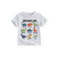 thumbnail image 1 of Argulvti T-Shirt d'Été pour Petits Garçons, Manches Courtes à la Mode, Col Rond, Imprimé de Lettres Dinosaure, 1 of 7
