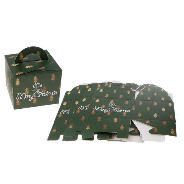 GUOOL Merry Party Favor Gift Sweets Carrier candy pockets Portable Boxes, Package Green Xmas Tree