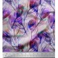 thumbnail image 2 of Soimoi Moss Georgette Fabric Peacock Feather Print Fabric by the Yard 42 Inch Wide, 2 of 2