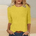 thumbnail image 2 of Admvng Blouses pour Femmes Chic Décontracté Col Rond Manches 3/4 T-shirt Ample Basique Hauts pour Femmes P-2TG, 2 of 5