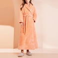 thumbnail image 2 of FAIWAD Women's Flannel Thickened Nightgown Soft Warm Fuzzy Fleece Robe Solid Color Bathrobe Loungewear with Pockets, 2 of 5