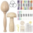 thumbnail image 2 of Egg Shaped Mush RoomKnitting Needle Cylinder Knit Patch With Large Eye Needles 13 Color Threads For DIY Weaving Darning For Beginners Mending Jeans Socks, 2 of 7